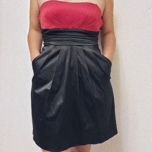 Strapless red & black dress